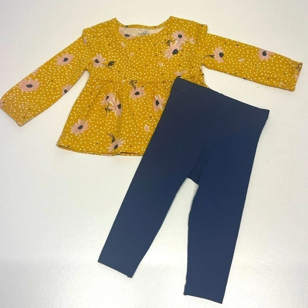 CARTER'S - Girls Baby 2-Piece Long Sleeve Top & Legging Outfit - 9-12 mo